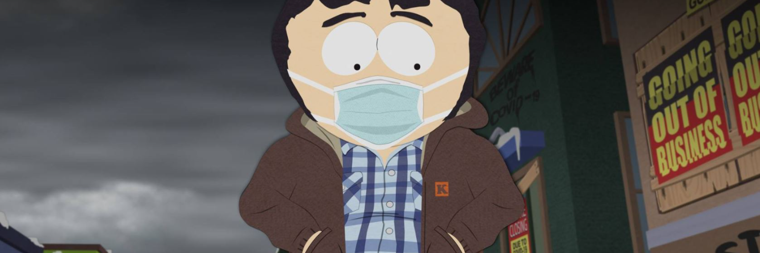 A scene from South Park featuring a character wearing a mask.